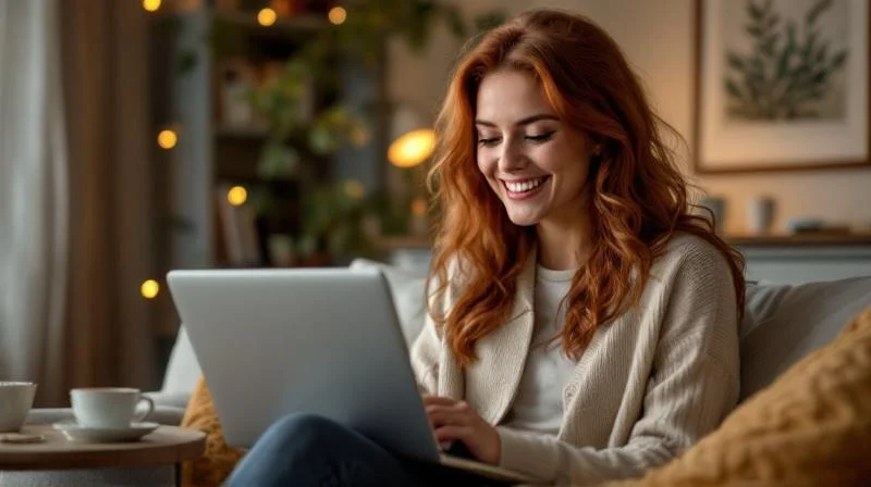 Berufstaetige Frau lernt abends online fuer den Wirtschaftsfachwirt in Erlangen